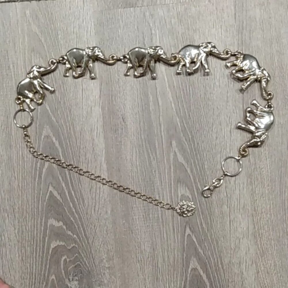 Vintage Anne Klein Gold Plated Brass Elephant Chain Link Belt - Picture 12 of 15